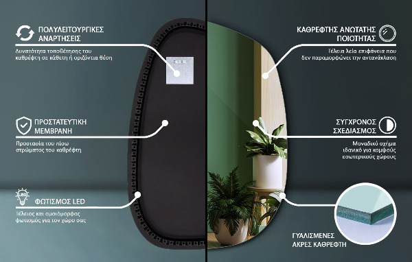 Asymetricke zrcadlo s led podsvícením ve tvaru skvrny 91x66 cm