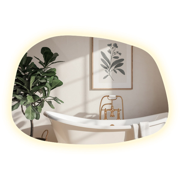 Asymetricke zrcadlo s led podsvícením ve tvaru skvrny 91x66 cm