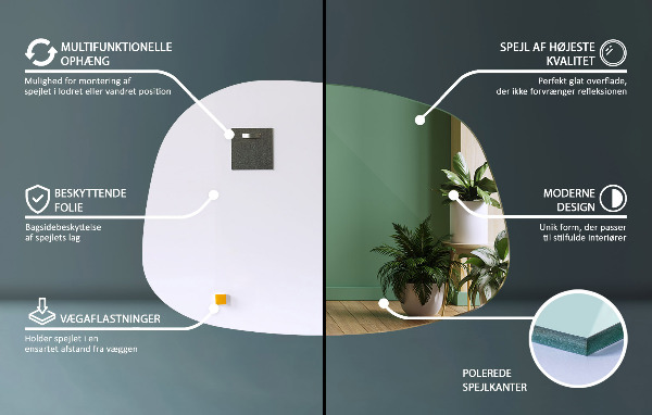 Atypické zrcadlo ve tvaru skvrny 49x34 cm