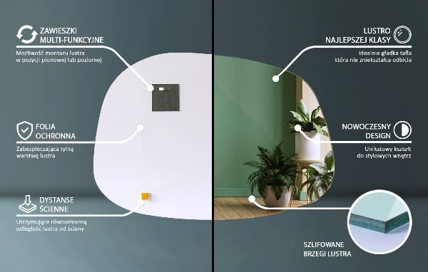 Atypické zrcadlo ve tvaru skvrny 49x34 cm