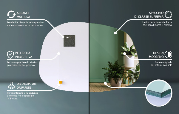 Atypické zrcadlo ve tvaru skvrny 55x38 cm