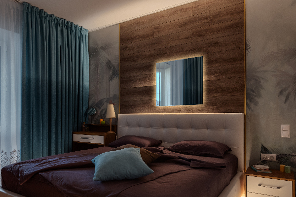 Obdélníkové nástěnné zrcadlo s led 50x50 cm