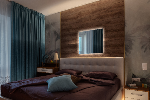 Obdélníkové koupelnové zrcadlo s led osvětlením 50x50 cm