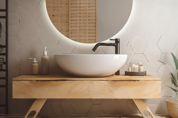 Půlkruhové zrcadlo bez rámu s osvětlením 25x50 cm