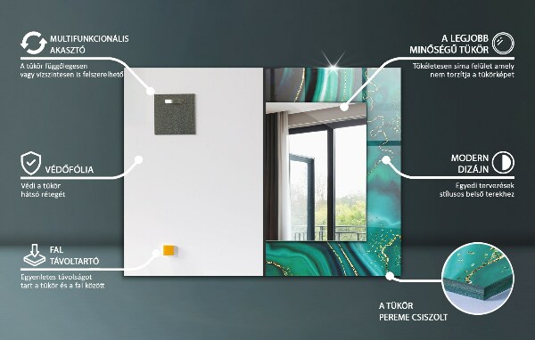 Zrkadlo s potlačeným rámom Geometrický vzor květiny