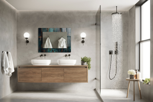 Zrkadlo s potlačeným rámom Dřevěné zelené desky