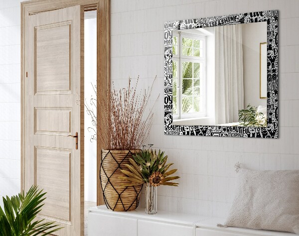 Zrkadlo s potlačeným rámom Motivační ruční nápisy