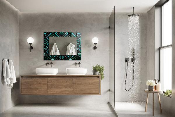 Zrkadlo rám s potlačou Geometrický tyrkysový vzor