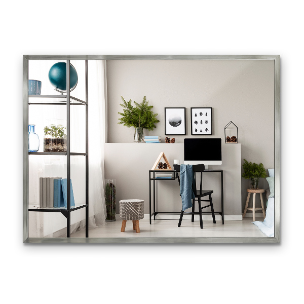 Minimalistické obdélníkové zrcadlo se stříbrném rámem 70x50 cm