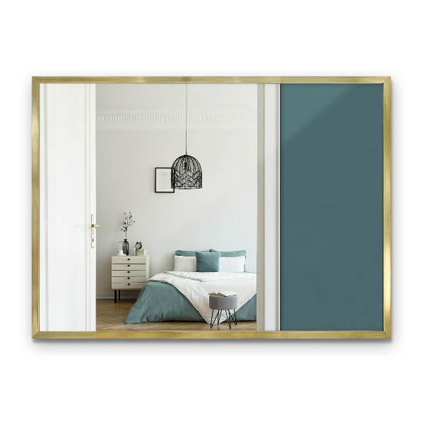 Minimalistické obdélníkové zrcadlo se zlatým rámem 70x50 cm