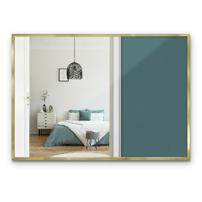 Minimalistické obdélníkové zrcadlo se zlatým rámem 100x70 cm