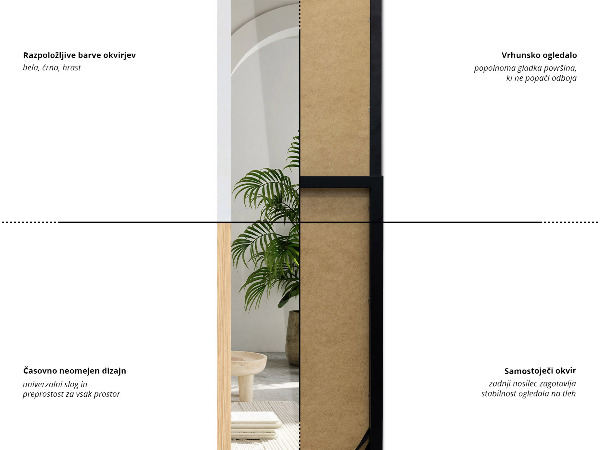 Stojací zrcadlo bílé 36x156 cm