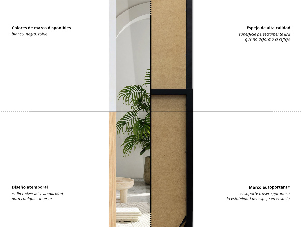 Stojací zrcadlo černé 36x156 cm