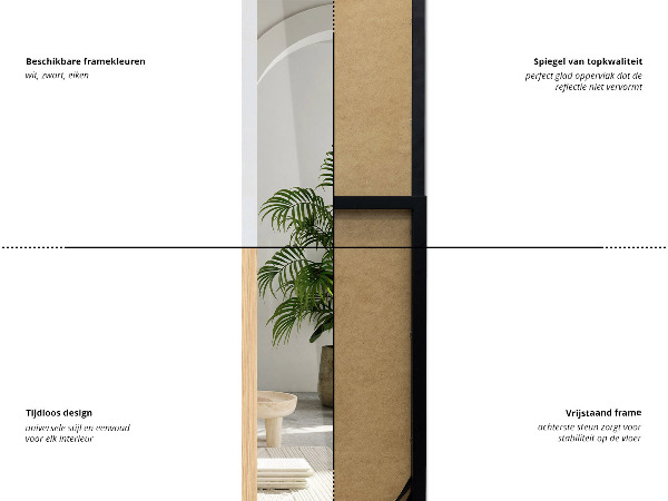 Stojací zrcadlo černé 36x156 cm