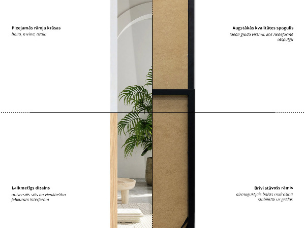 Stojací zrcadlo v barvě dubu 36x156 cm