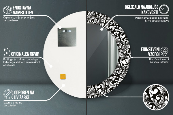 Kulaté dekorační zrcadlo na zeď Ornament