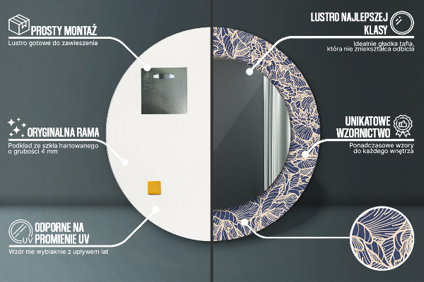 Kulaté dekorační zrcadlo Květiny