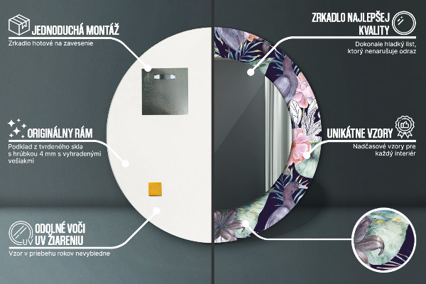 Kulaté dekorační zrcadlo Čepice ptáků