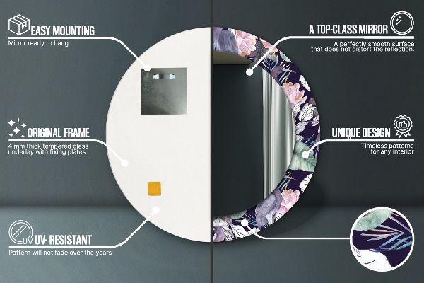 Kulaté dekorační zrcadlo Čepice ptáků