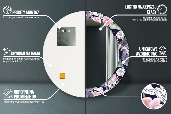 Kulaté dekorační zrcadlo Čepice ptáků