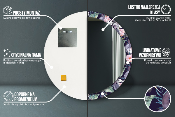 Kulaté dekorační zrcadlo Čepice ptáků