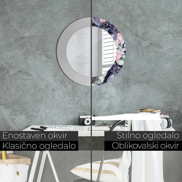 Kulaté dekorační zrcadlo Čepice ptáků