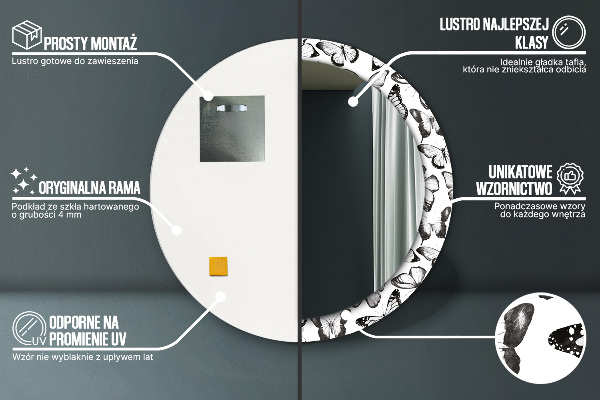 Kulaté dekorační zrcadlo Motýl