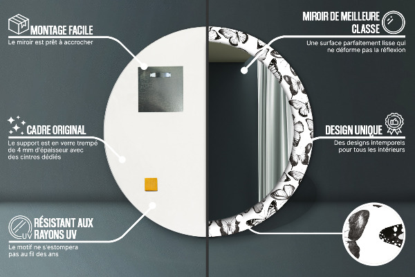 Kulaté dekorační zrcadlo Motýl