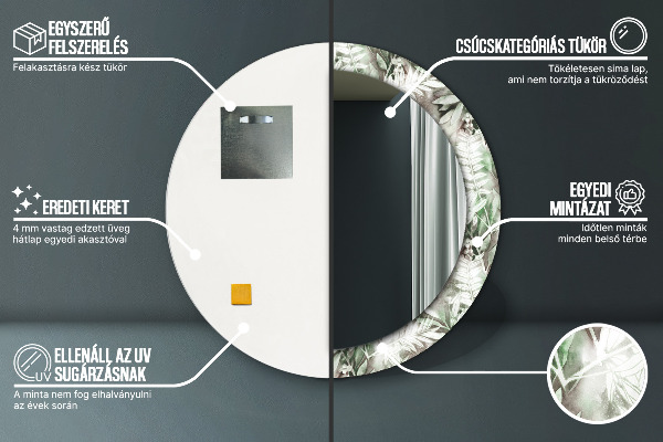 Kulaté dekorační zrcadlo na zeď Listy do akvarelu