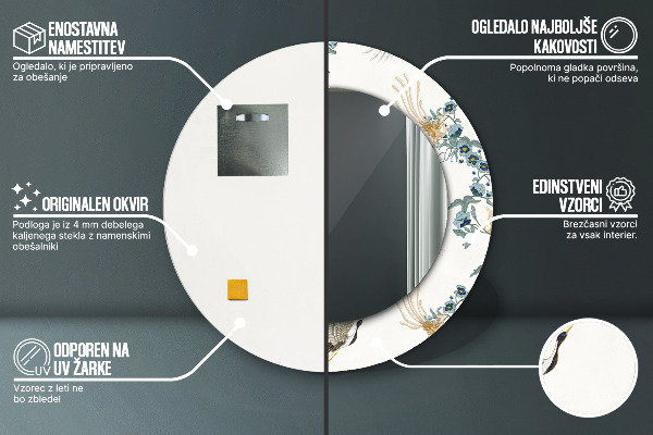 Kulaté dekorační zrcadlo na zeď Chinoseries