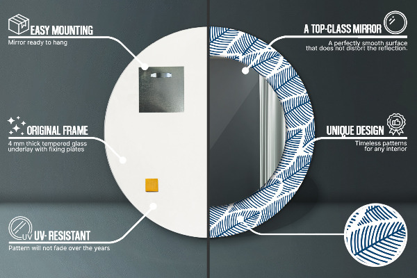 Kulaté dekorační zrcadlo Listy