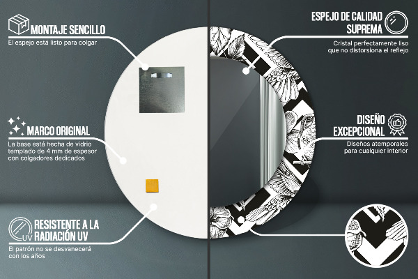 Kulaté zrcadlo s potiskem Kolibřík