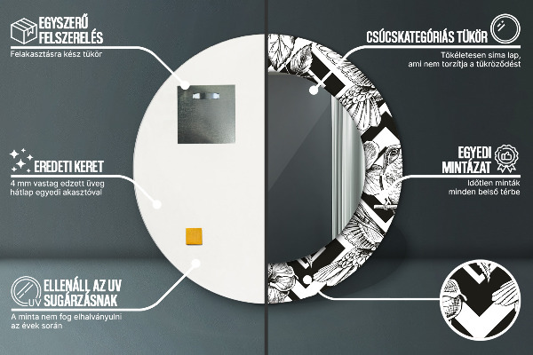 Kulaté zrcadlo s potiskem Kolibřík