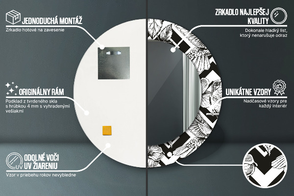 Kulaté zrcadlo s potiskem Kolibřík