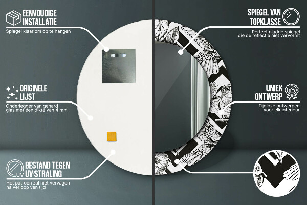 Kulaté zrcadlo s potiskem Kolibřík