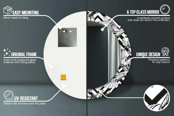 Kulaté zrcadlo s potiskem Kolibřík