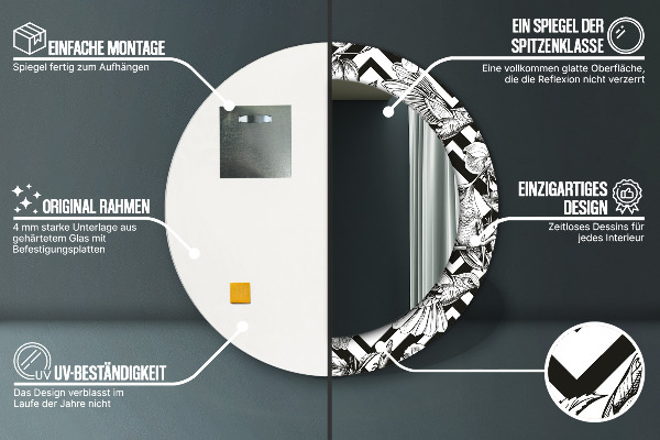 Kulaté zrcadlo s potiskem Kolibřík