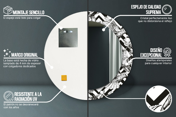 Kulaté zrcadlo s potiskem Kolibřík