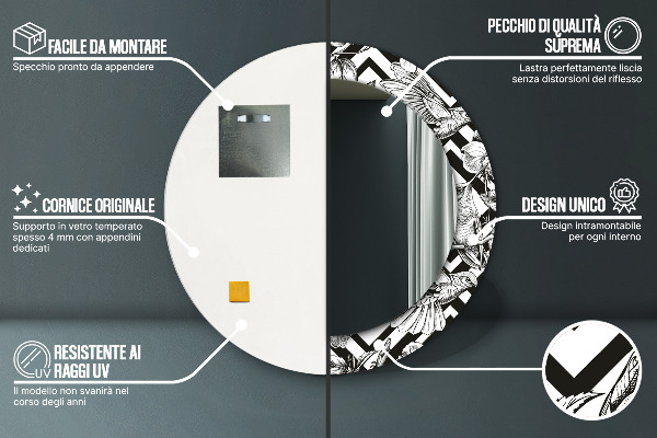 Kulaté zrcadlo s potiskem Kolibřík
