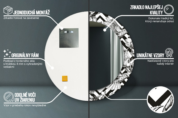 Kulaté zrcadlo s potiskem Kolibřík