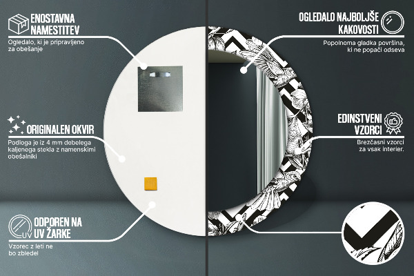 Kulaté zrcadlo s potiskem Kolibřík