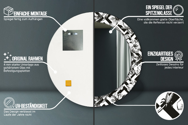 Kulaté zrcadlo s potiskem Kolibřík