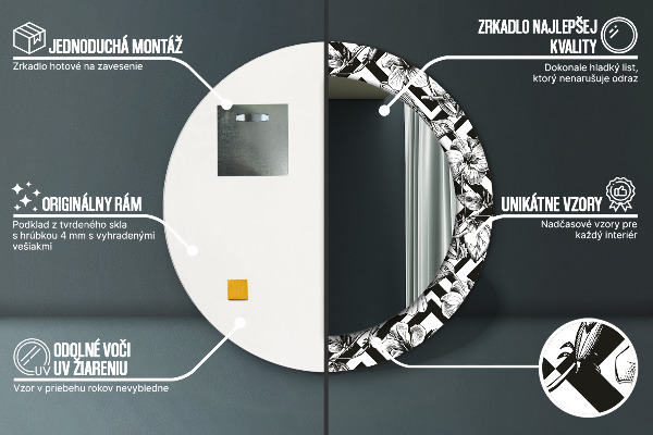 Kulaté zrcadlo s potiskem Kolibřík