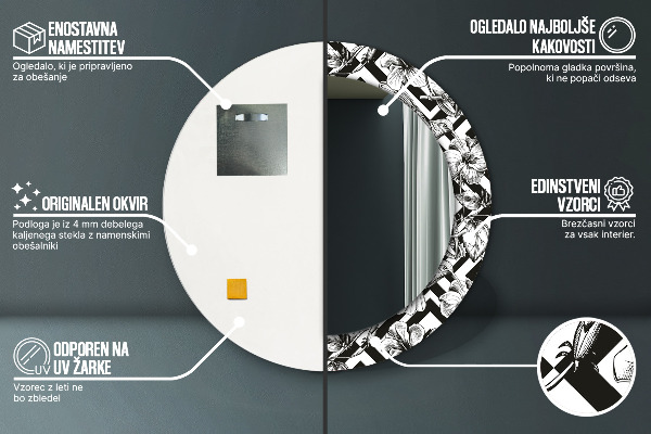 Kulaté zrcadlo s potiskem Kolibřík