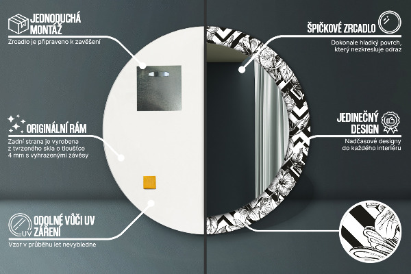 Kulaté zrcadlo s potiskem Kolibřík