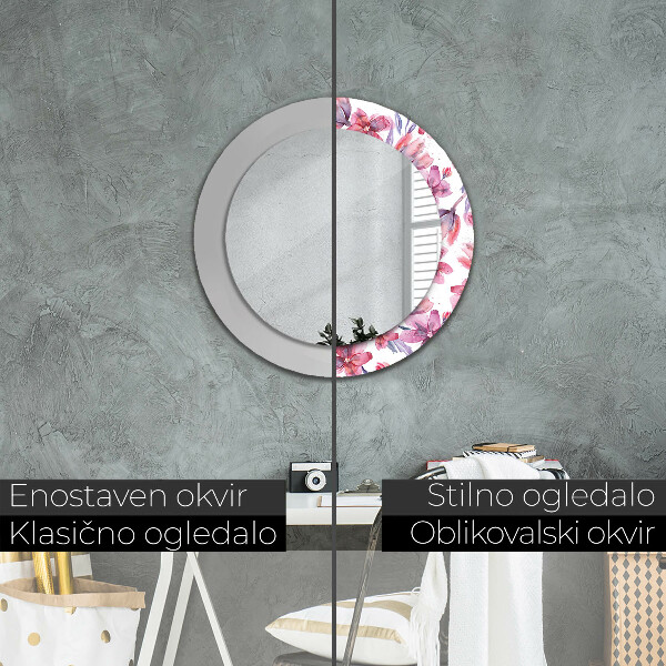 Kulaté zrcadlo rám s potiskem Akvarely květin