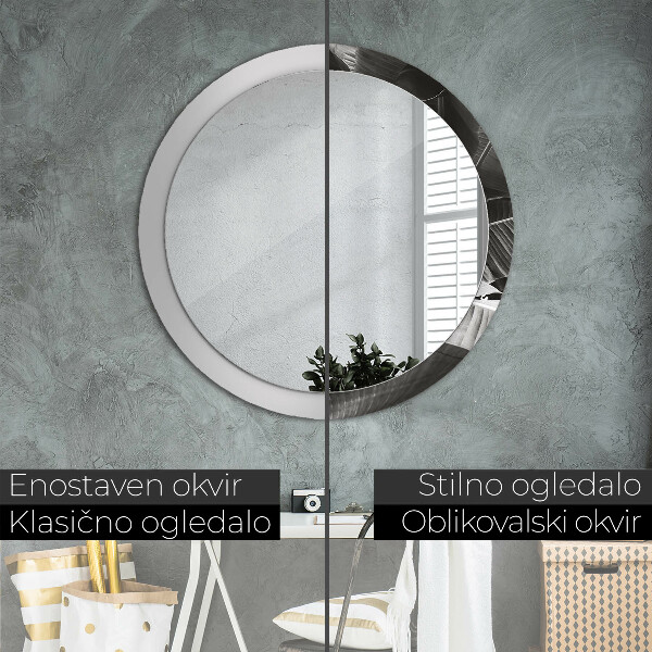 Kulaté zrcadlo rám s potiskem Tropické palmy