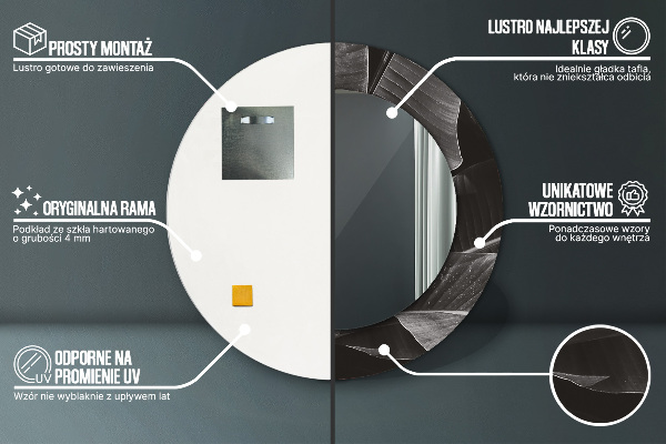 Kulaté zrcadlo rám s potiskem Tropické palmy
