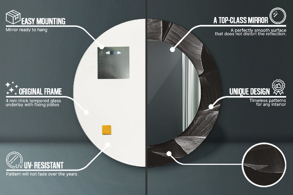 Kulaté zrcadlo rám s potiskem Tropické palmy