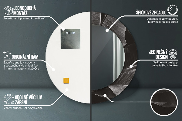 Kulaté zrcadlo rám s potiskem Tropické palmy